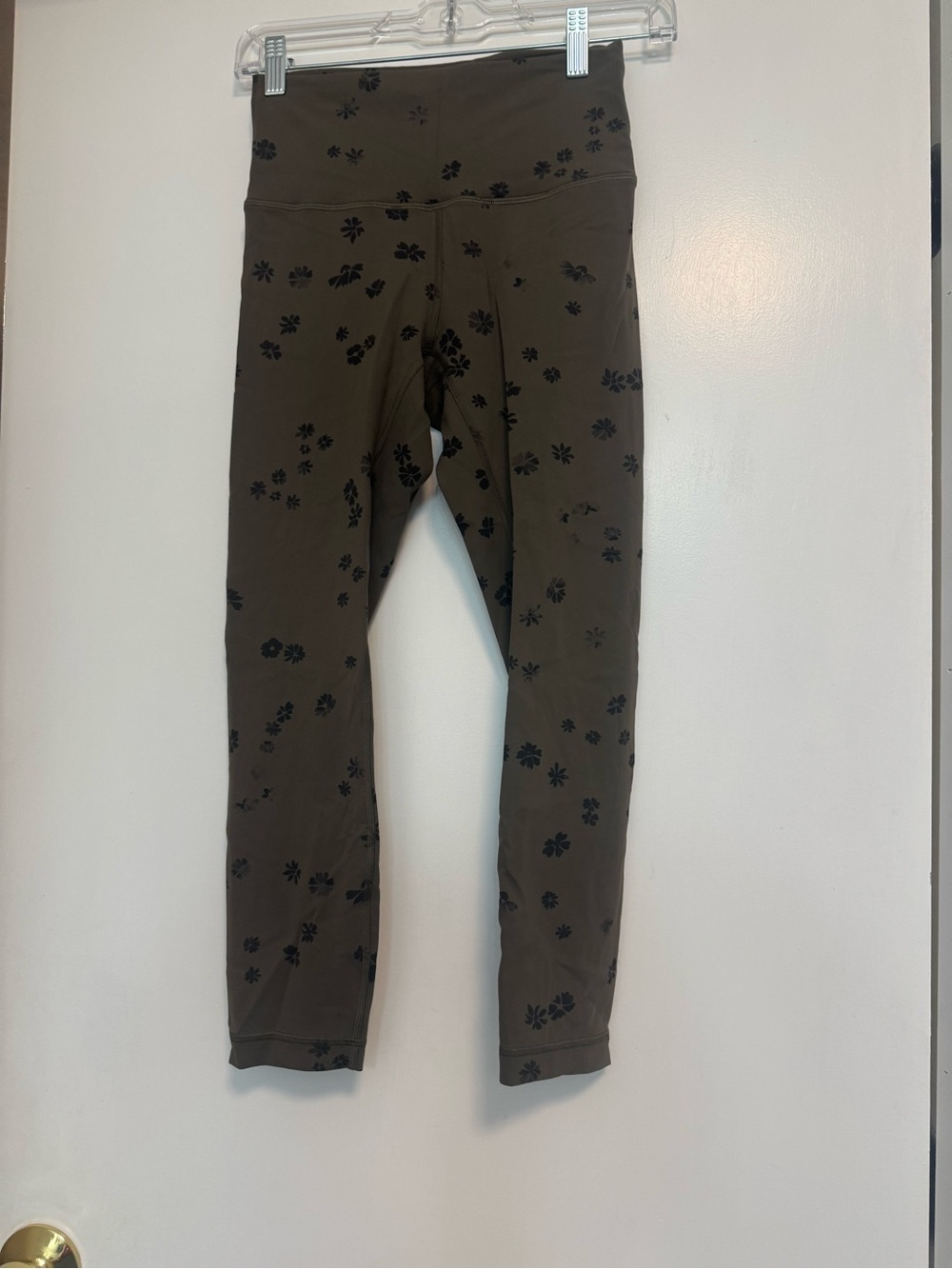 lululemon athletica Olive Green/brown Floral Leggings